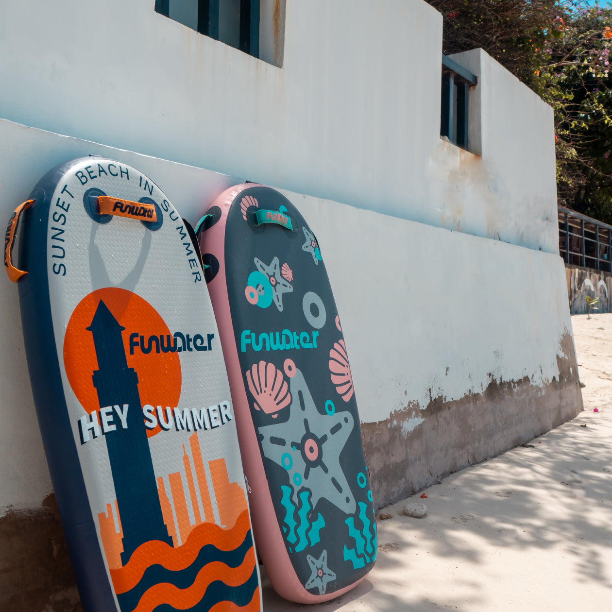 Funwater Bodyboards and inflatable gymnastics tumbling mat air selling in Europe