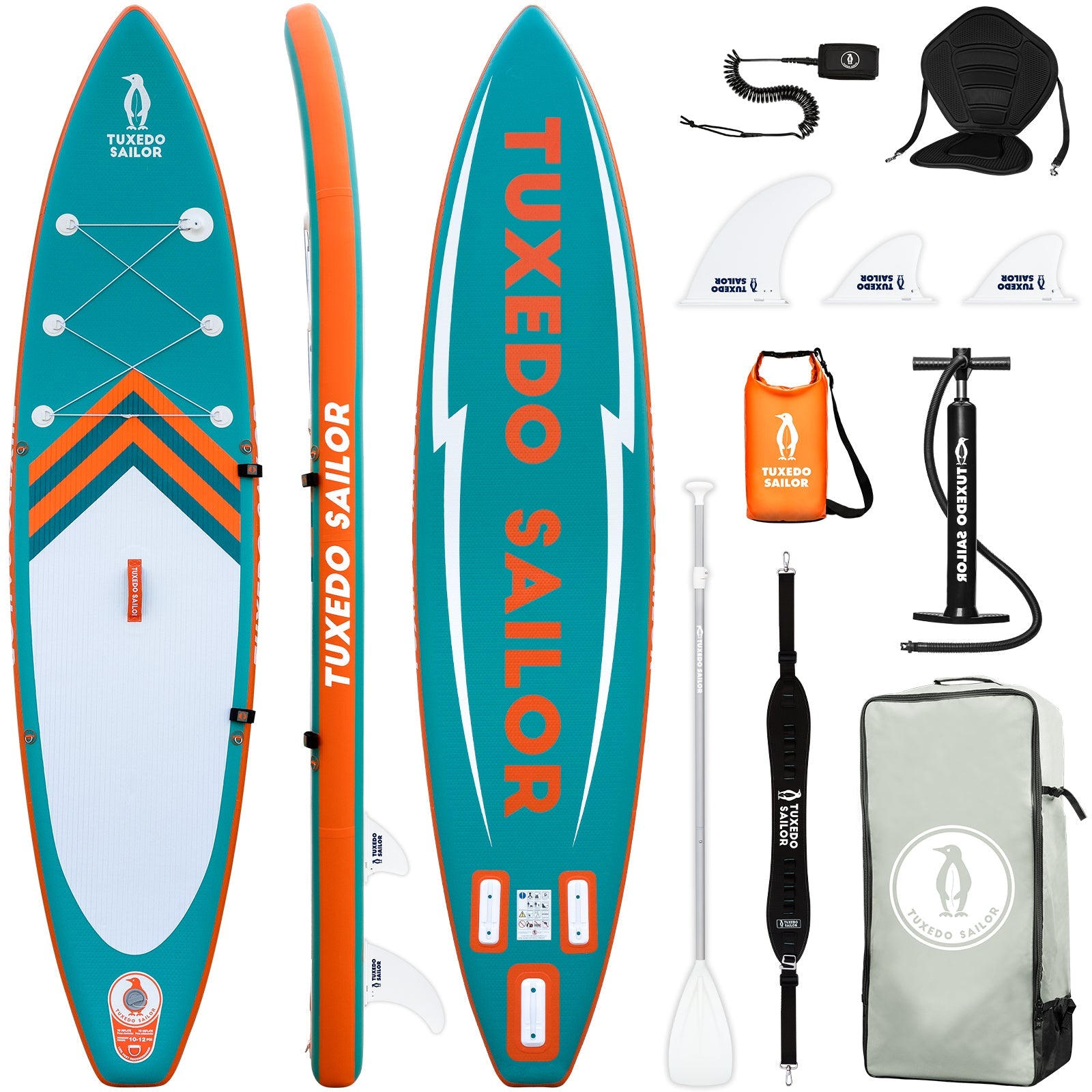 funwater blue inflatable stabd up paddle board 11' with 3 fins easy to store and carry