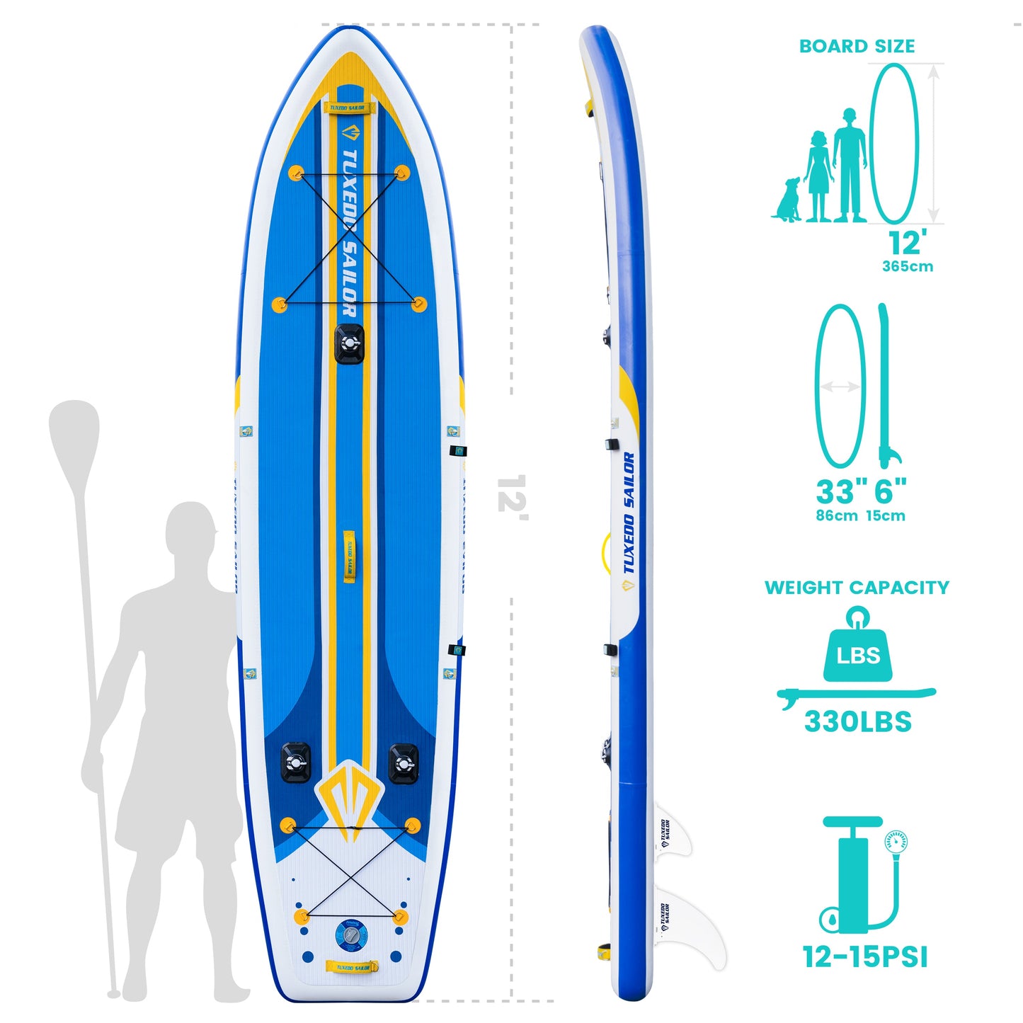 funwater classic inflatable blue fishing paddle board 12' with a sup general seat